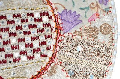 Sophia Art Beautiful Decorative Ruond Otoman Indian Patchwork Pouffe,Indian Traditional Home Decorative Handmade Cotton Otoman Patchwork Foot Sto, Vezeni Poklopac Stolice Vintage Pouf 32