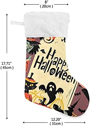 Happy Halloween Božićne čarape Velike Xmas čarape za božićnu blagovaonicu Drveni kamin Smoćava čarape Čarape za poklon za zabavu Xmas