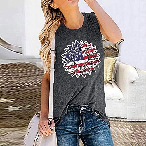 Ženska američka zastava vrhova 4. jula, kratkih rukava / kratkih rukava kratka majica, majica casual