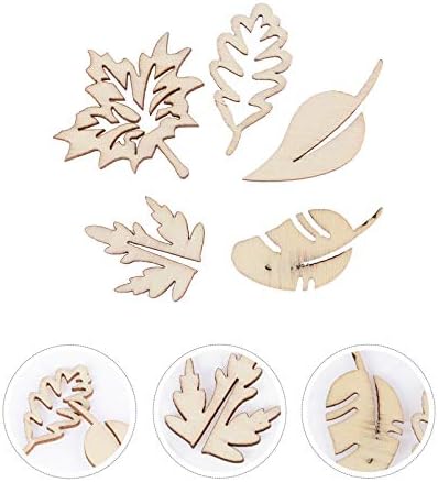 Aboofan drvene kriške Craft Chip Leaves ukras Mini drveni oblik Craft DIY projekti šuplje kriške drveta izrezi za dekoracije ručni zanat DIY 50kom drveni ukrasi za cvijeće