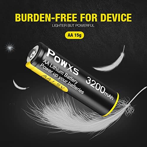 POWXS AA litijumske baterije, 16 pakovanja +12 pakovanja 1,5 V litijumske gvozdene dvostruke a baterije