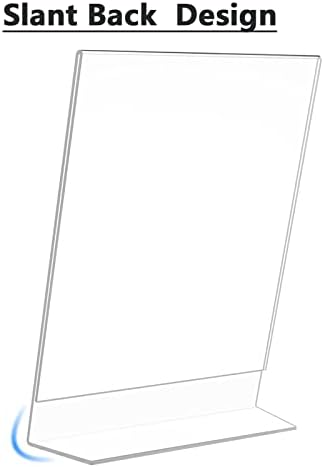 Maxgear Akrilni držač, 5 x 7 inča čistog držača plastičnog znaka, nagib držači za tablice nagnutim nacrt - akrilni okviri Plastični prikaz za prikaz za ured, dom, trgovina, restoran- vertikalno, 12 paketa