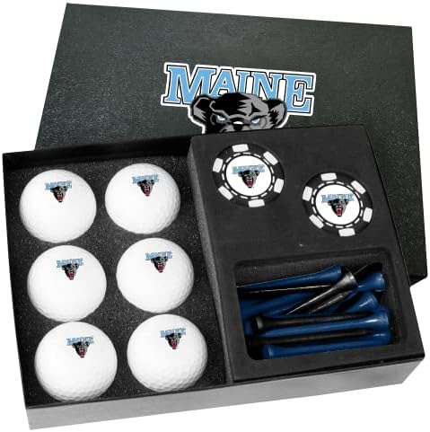 Golfballs.com Maine Black Bears Poklon Set sa crnim poker čipovima-prazne lopte