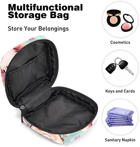 Torba za čuvanje uložaka za higijenske uloške, torbica za menstrualne čašice, Organizator menstrualne torbe za ženske uloške tamponi, akvarel slatka ružičasta svinjska cvjetna štampa
