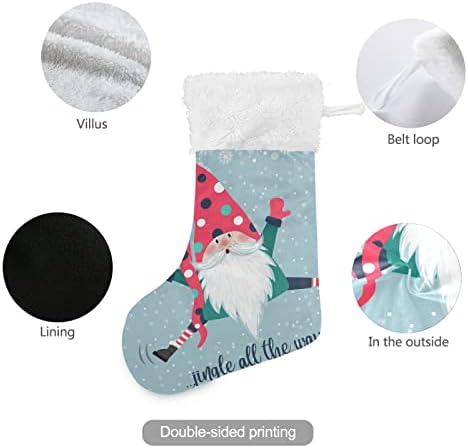 Alaza Božićne čarape Božić smiješan Gnome Classic Personalizirani veliki ukrasi za čarape za obiteljski odmor Sezona Party Decor 1 paket, 17.7