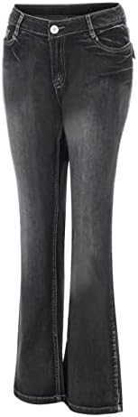 Ženska plus veličina srednjeg podizanja čičak traperice klasične opuštene fit ravne nožne jean udobne pantalone