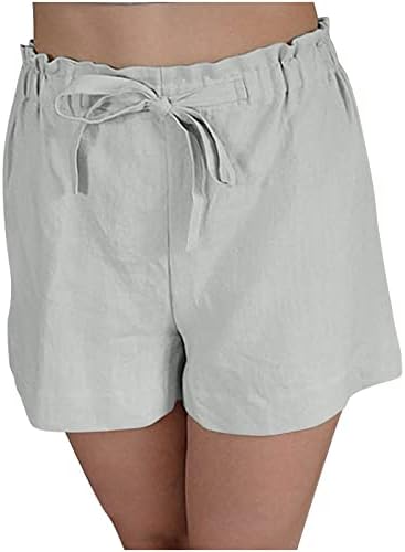 Ženske ljetne kratke hlače Pamučne posteljine labave kratke hlače udobne elastične čipke čipke u obliku čvrstog