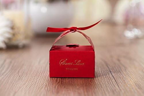 Saitec New 50pcs Elegantni laserski rez Crveni cvjetni bombonski bomboni box kutija za vjenčanje, podudaranje
