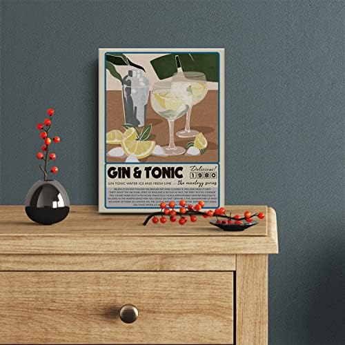 Smiješni koktel platno Ispis Dekor Gin & Tonic Art Wall Paint Posteri 12 X15 Moderna kućna kućna dekoracija kuhinje