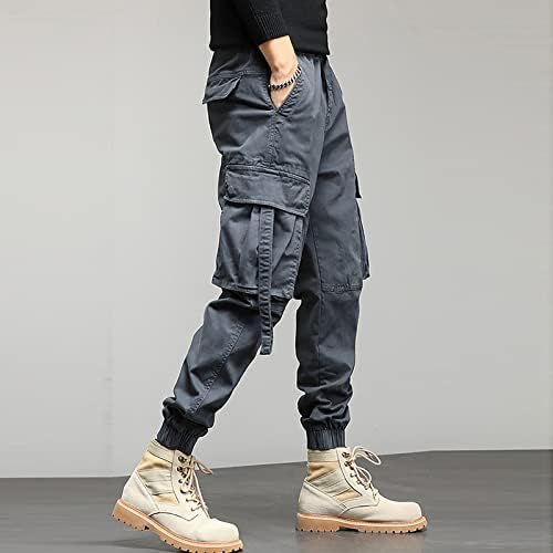 Sgaogew Hlače za muškarce Jeans Muškarci Labavi pamučni radna odjeća Solidna elastična struka hlače kombinezone hlače trčanje hlače