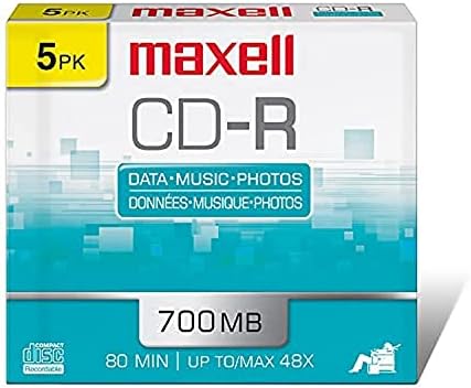 Maxell-648205, polikarbonata podloge CD-R disk - visoko kvalitetne medije za pohranu podataka, Muzika & amp; arhiviranje-700MB / 80 min kapaciteta sa 48x brzina pisanja - 5 paket sa dragulj kućišta