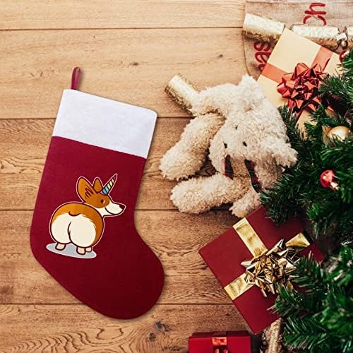 Slatka Unicorn Corgi Božićne čarape za čarape sa plišanim kaminom visi za Xmas Tree Domaći dekor