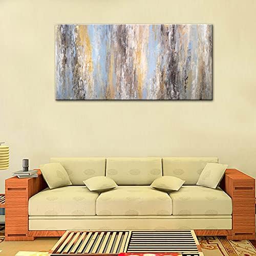 Moderna ručno obojena teksturirana uljana slika - apstraktne planine i rijeke Baner pozadina na platnu zidna umjetnička slika velika veličina za dnevni boravak Villa Decor,Neuramljena,70X140Cm (27.5X55.1inc