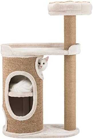 TRIXIE FALCO CAT TOWER sa ogrebotinama, dvokatni mačji stan, dvije platforme, uklonjivi krevet, svijetlosiva