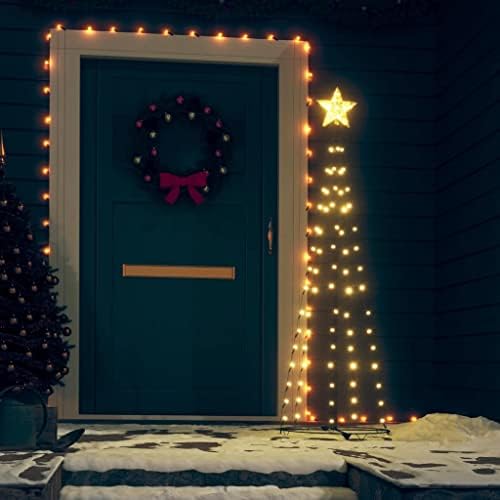 Božićno konus, dekorati za odmor Božić, DIY božićno drvce, sa plastičnom zvezdom na vrhu, kruga baza sa šiljcima, vodootpornim i stabilnim, toplim bijelim 84 LED-om 19.7 X59.1