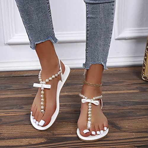 Papuče klizi za žene dame modne ljetne vrpce biserne flip flops vanjske ravne casual sandale dressy sandale