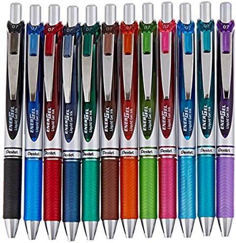 Pentel Gel olovka za mastilo, EnerGel RTX Uvlačiva srednja tačka, različite boje Gel mastila, 12 Pk