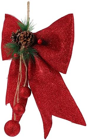 Hanabass 3 pakovanje božićno drvsko rukkknot TOPPER Vjenčanje Bowknot Dekor Giant Crveni luk Ornament Veliki Bowknot: Glitter