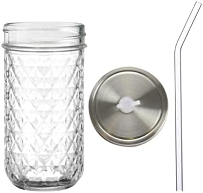 Doitool Glass Tumbler sa poklopcima i slamom široka usta Mason Jar naočare za piće višekratna Juice Smoothie