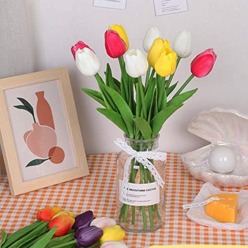 Plobach 30 kom. Višebojna tulipana Umjetna cvijeća lažna tulipana stabljika Real Touch PU