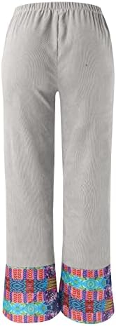 Ležerne letnje pamučne lanene pantalone za žene labave pantalone sa ravnim nogavicama visokog struka