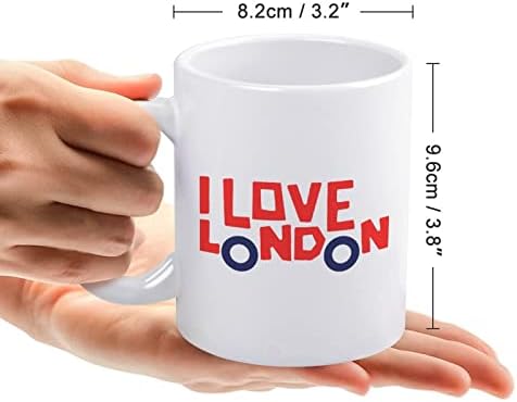 Volim London Funny Bus Print Mug Coffee Tumbler keramička šolja za čaj smiješni poklon sa dizajnom logotipa za kancelarijski dom Žene Muškarci-11 Oz bijeli
