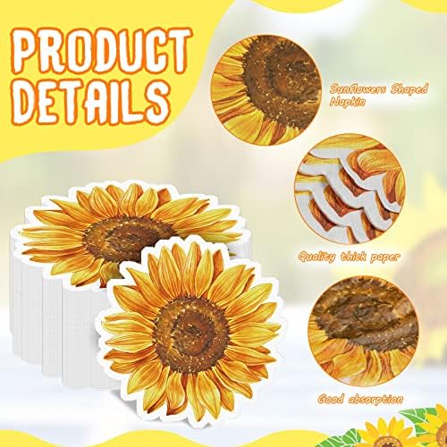 Kosiz 100 kom Sunflowers Papir salvete za suncokret u obliku koktel salveta cvjetni suncokret ručak salvete cvijeće napitak salvete papirnate salvete za suncokret za rođendu na suncu
