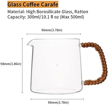 Satget kafe server 300ml Standardni stakleni kafani za kafu za polijevanje kave i čaj očistite lonac za kavu sa ručkom od ratana, 10,1 fl oz
