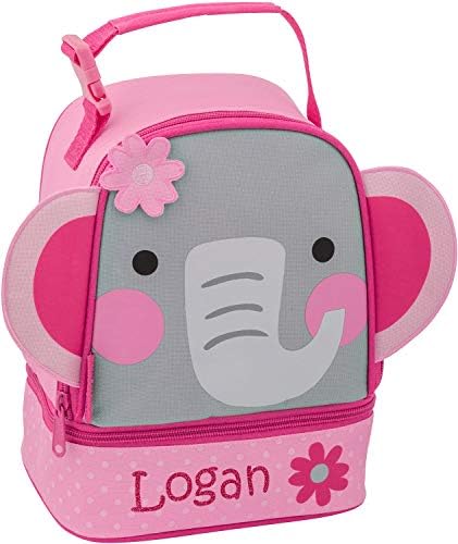 Monogramom me personalizirane ručak drugari, Pink Elephant, sa prilagođenim Glitter vinil ime