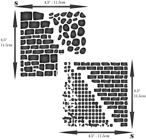 Šablone za zidove: 2x zidna šablona, 2 kom / 4,5 x 4,5 inča - koristite slojeviti kamen od