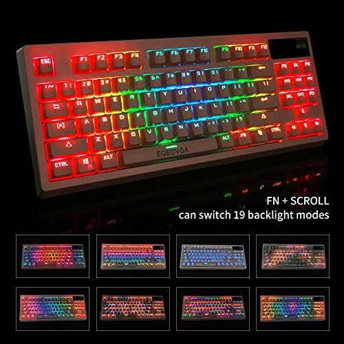 Bežična mehanička igračka tastatura i miša Combo, ružičasta bežična mehanička tastatura / RGB pozadinski klip Compact 87 tipka / 4000dpi miš, punjiva 3500mAh baterija za PC igre i ured