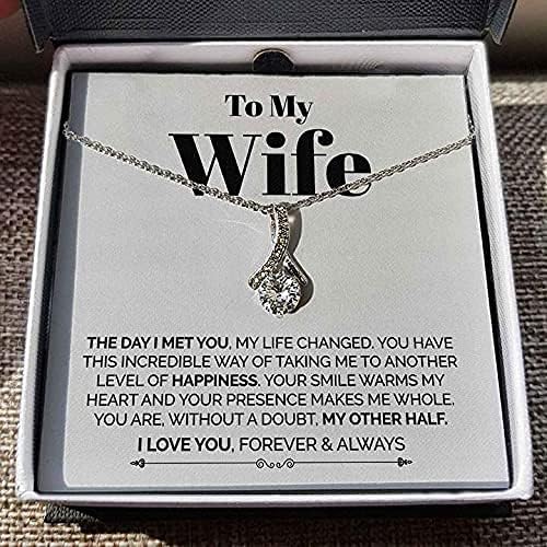 Mojoj ženi, mojoj ženi, ogrlicu za verenik, ogrlice za suprugu, nakit za žene, zaljubljene ideje za ženu za ženu, dan kad sam vas upoznao sa ručno izrađenim ogrlicama poklona za žene