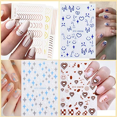 Meilala 500+ Patterns naljepnice za umjetnost noktiju naljepnice ，samoljepljive DIY 3D naljepnice za nokte naljepnice ，Nail Art klizači samoljepljivi ukrasi manikura za žene djevojčice djecu