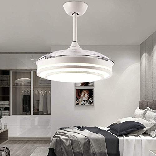Jeelid Light 42 Moderni nevidljivi plafonski ventilatorski udaljeni 4 uvlačivi čiste akrilne oštrice Reverzibilni strop ventilatorni luster za spavaću sobu trpezariju stropni ventilator sa svjetlima