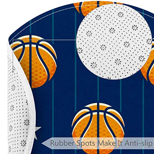 Sport Basketball Stribe and Stars Pattern, Neklizajući otirač 23.6 okrugli tepih tepisi tepisi za decu spavaća soba Soba za bebe Igraonica rasadnik