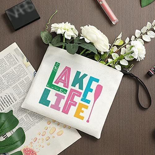 Funny Lake Life Make up torba kozmetička torba za žene ljubitelji jezera poklon jezero tema pokloni za vlasnika broda prijatelji BFF Besties ljetna plaža jezero pokloni za žene kampiranje Essentials