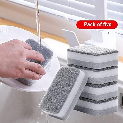 WYFC 5pcs Spužva s teškim čišćenjem, dvostrano pranje posuđa Spužva višestruko korištenje kičine dubokog čišćenja sunđera za kuhinju