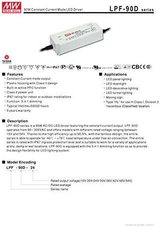 [PowerNex] Dobro znači LPF-90D - 42 42V 2.15 a 90.3 W LED prekidačko napajanje sa jednim izlazom sa PFC