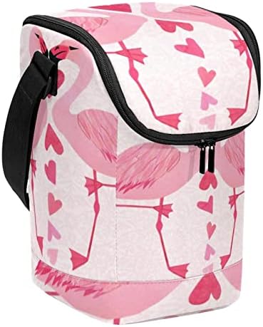 Guerotkr torba za ručak za žene, kutija za ručak za muškarce, Muška kutija za ručak, pink animal flamingo love heart pattern