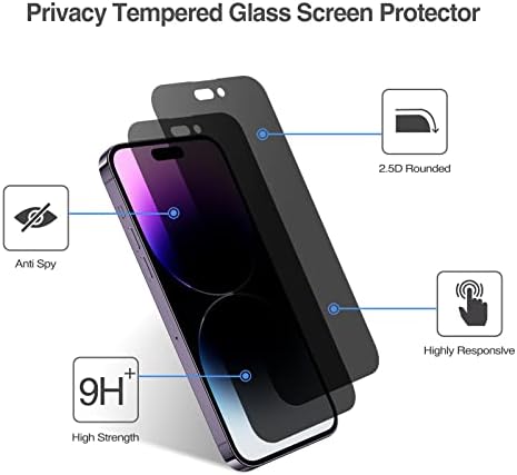 ProCase (2 paketa zaštite ekrana za privatnost iPhonea za paket iPhonea 14 Pro Max 2022 sa sklopivim postoljem za Tablet za mobilni telefon