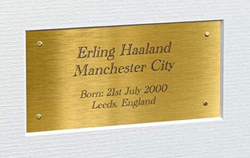 Kitbags & ormarići 12x8 A4 Erling Haaland Manchester City Triple autogramom potpisan foto fotografija okvir za slike nogomet nogomet Poster poklon Zlato, Crn