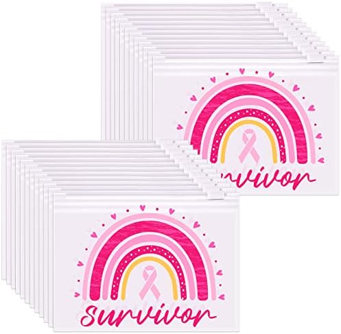 60 komada rak dojke svijest Makeup torbe Pink Ribbon kozmetičke torbice raka dojke Survivor pokloni za žene djevojke Travel Toiletry torba Multi Purpose Zipper torbica kozmetičke torbe