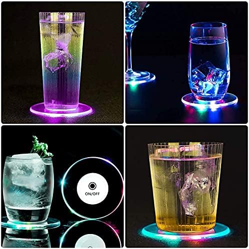Wttytin 6 kom. LED koktel coaster, okrugla ultra tanka pića coaster Svjetlosni coaster, 3.9in Neklizajući i vodootporan prozirni pivo za klub, zabava za svadbu, zelena