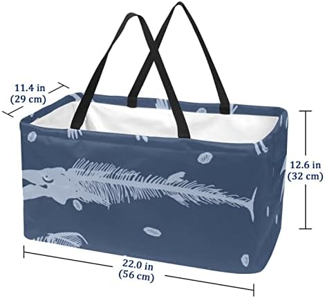 Ratgdn torba za višestruku za višekratnu upotrebu u jedinstvenoj liniji Teksture Fish Sklopivi prasak Veliki skladišni kancije Košarica Kupovina torba