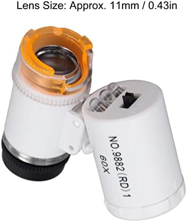 Mini mikroskop lupa, ergonomska akrilna optička sočiva 60X LED svjetlo prijenosni nakit Identificirajte mikroskop sa torbom za odlaganje za starinsko sakupljanje