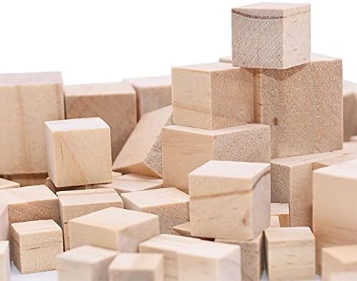 REBABA 50 komada nedovršene drvene zanatske kocke, prazni kvadratni blokovi prirodne čvrste kocke za