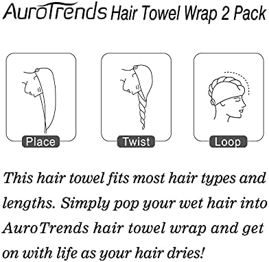 AuroTrends mikrovlakana ručnik za kosu Wrap 2Pack, štampani Hair Wraps za žene-sušenje kose ručnici sa Loop& dugme, tanke brzo suhe kose ručnici za mokru kosu, Set 2