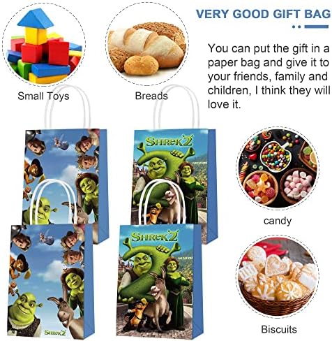UINE 16 kom Shrek 2 Party papirne poklon torbe, 2 stila Party Favor torbe sa ručkama za dječake ljubitelji
