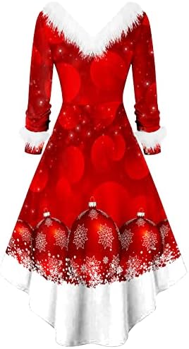 Ženske modne božićne plišane nepravilne haljine s dugim rukavima džemper džemper plus veličina