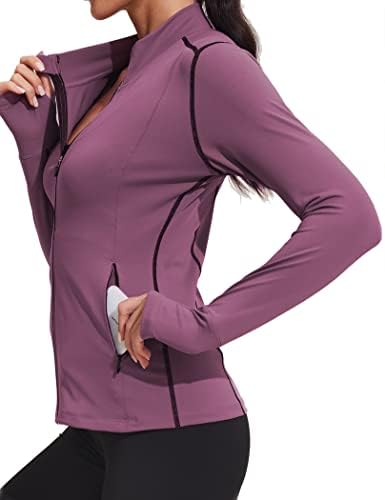 Pinpark dame vježbanje jakne pune zip-up jakna s dugim rukavima sportske odjeće Slim Fit Active vrhovi